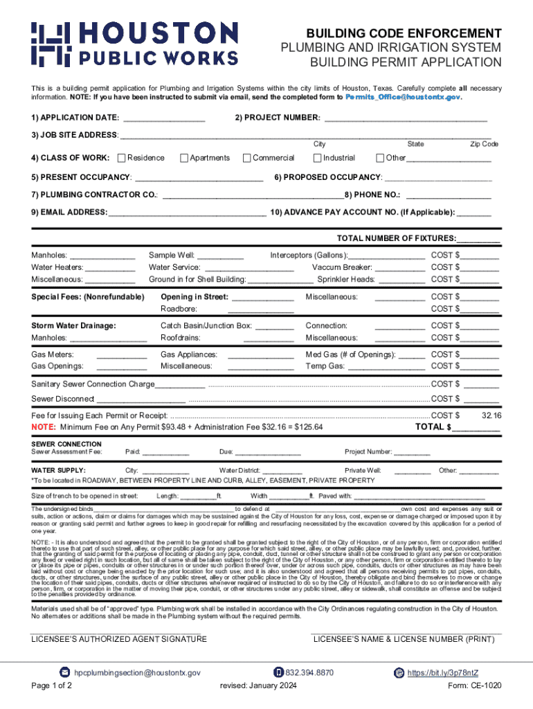 houston building permit plumbing Preview on Page 1