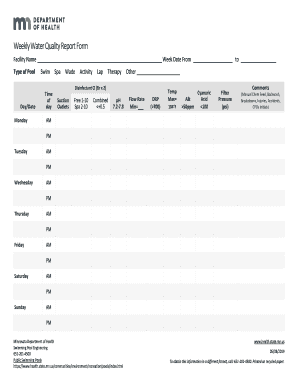 Weekly Water Quality Report Form