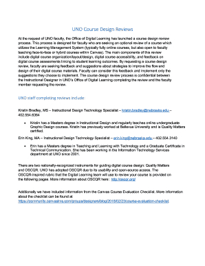 Fillable Online 1 UNO Course Design Reviews At the request of UNO Fillable Online 1 UNO Course Design Reviews At the request of UNO