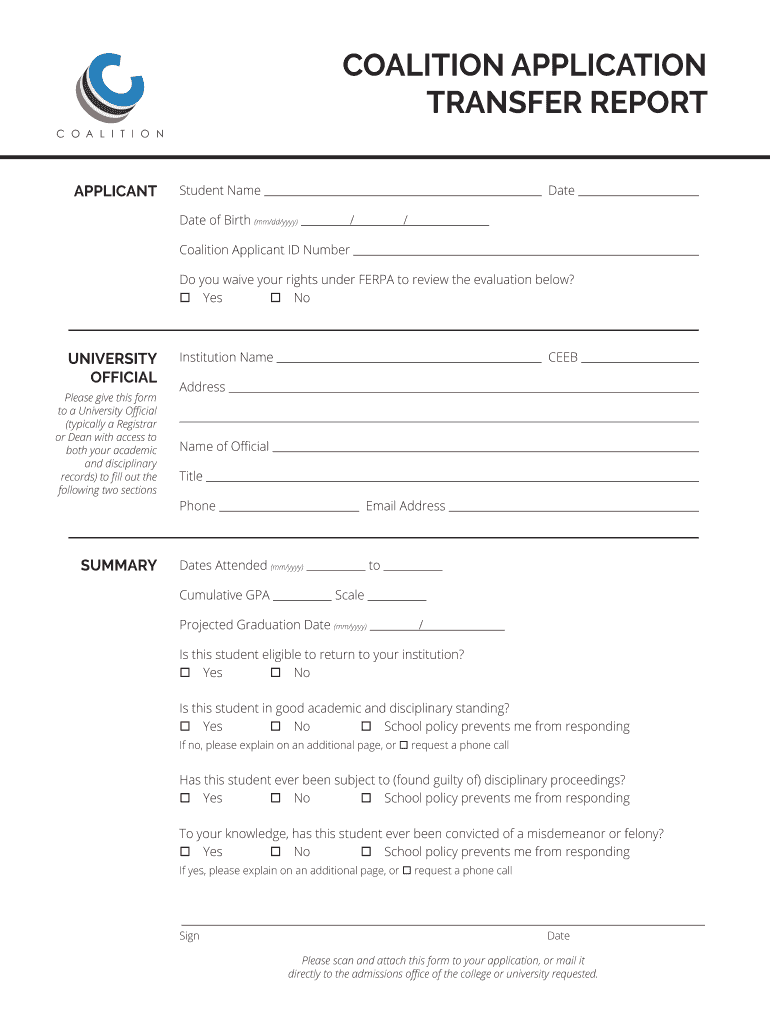 coalition transfer report Preview on Page 1