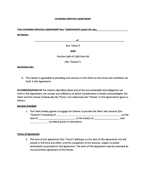 CATERING SERVICES AGREEMENT THIS ... - River Bluffs