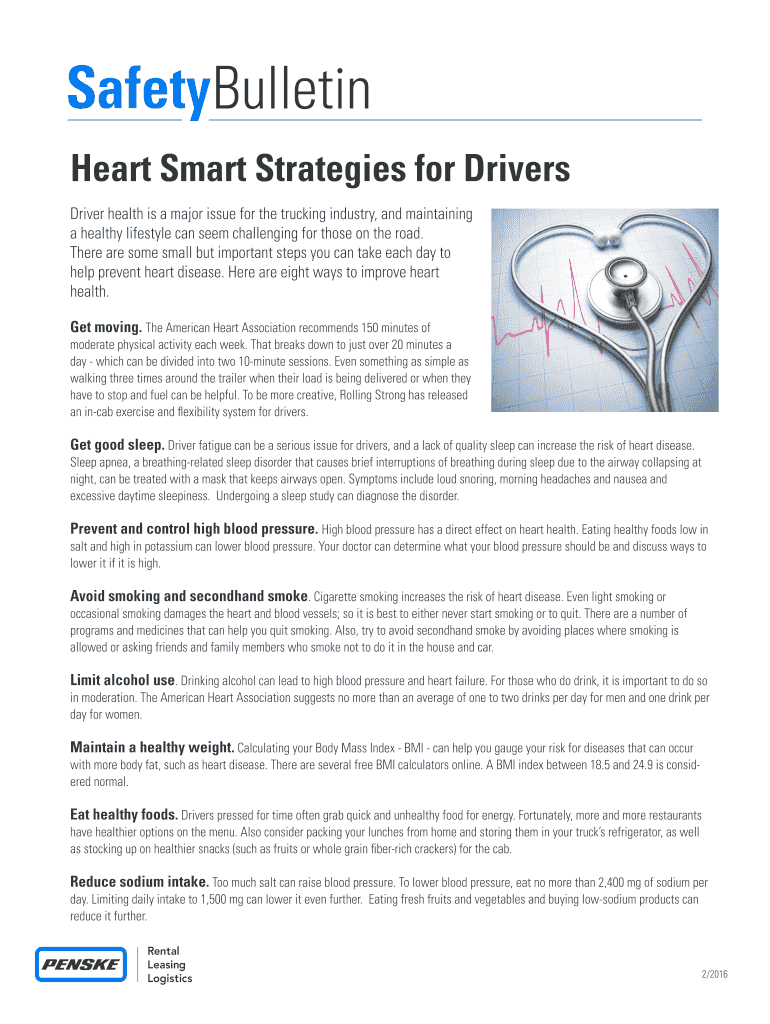 Fillable Online A Truck Driver's Cheat Sheet to Good Health ...