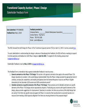 TCA Design Feedback Form