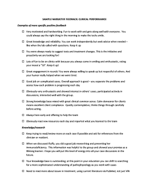 SAMPLE NARRATIVE FEEDBACK: CLINICAL ...