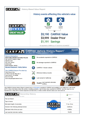Fillable Online Vehicle Info - Carfax Fax Email Print - pdfFiller
