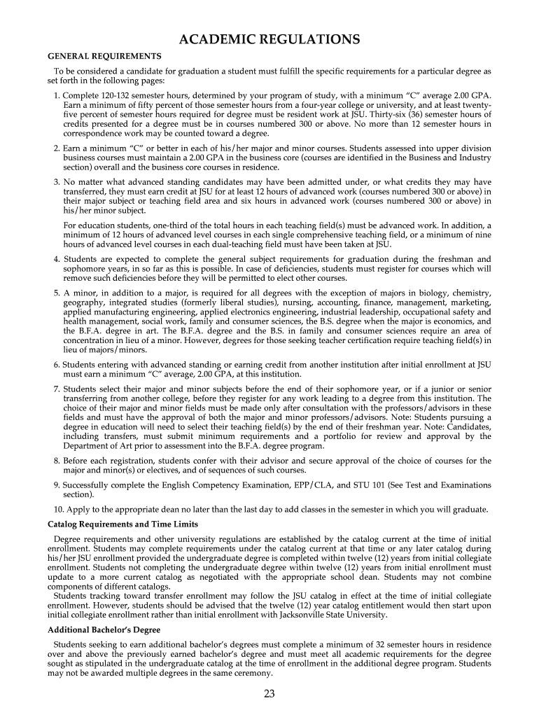 Fillable Online General Requirements for Graduation North Carolina A