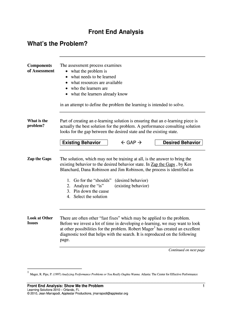 Fillable Online Frontend Analysis Blueprint for Success (Part 1