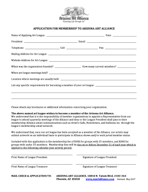 application for membership to arizona art alliance