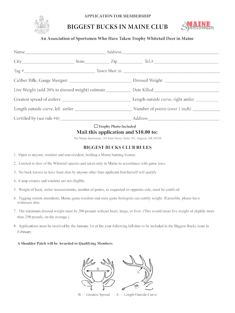 Maine Big Buck Patch Fill Online, Printable, Fillable, Blank pdfFiller