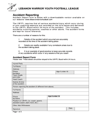 Accident Report FormTemplate in support of Task 5