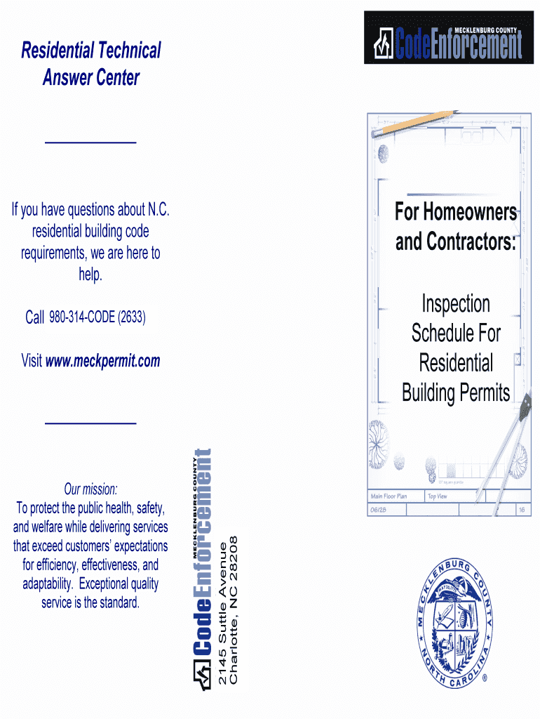 Fillable Online Inspection Schedule For Residential Building Permits ...
