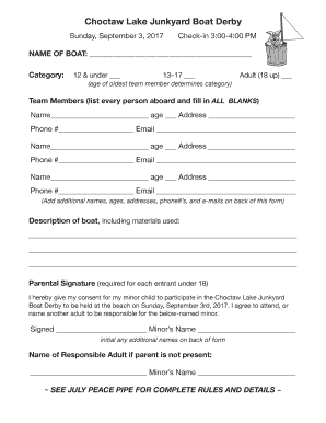 registration form - Choctaw Lake
