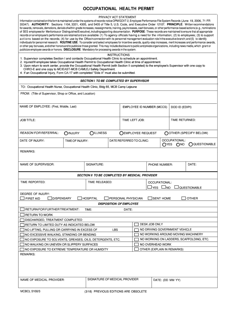 occupational health permit Preview on Page 1