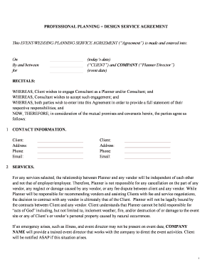 wedding planner contract