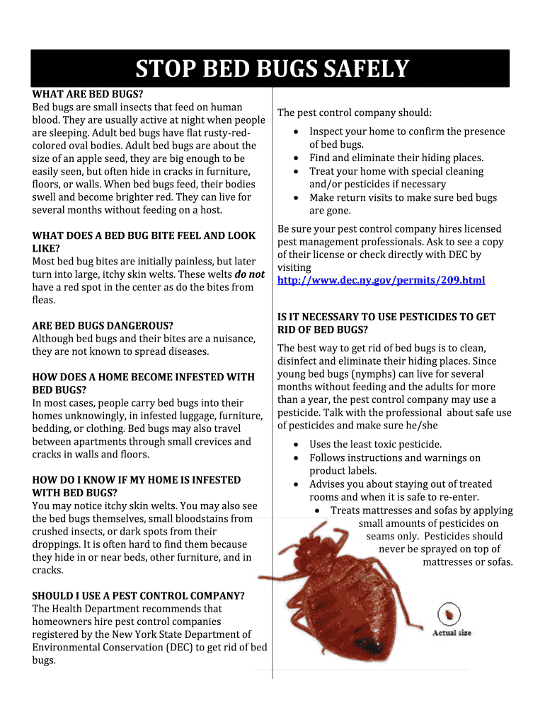 Fillable Online Bed Bugs Washington State Department of Health Fax