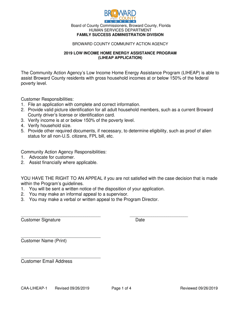 2019 2023 Form FL LIHEAP Broward County Fill Online Printable