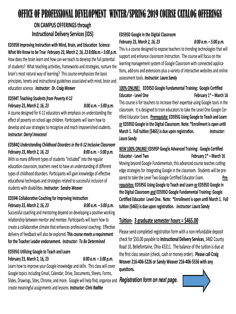 Fillable Online Professional Development OfferingsThe Education