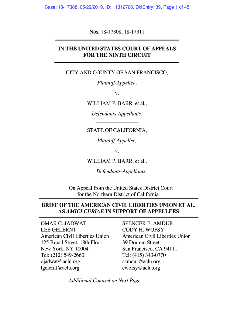 Fillable Online oag ca Am Br of ACLU et al..pdf Fax Email Print - pdfFiller