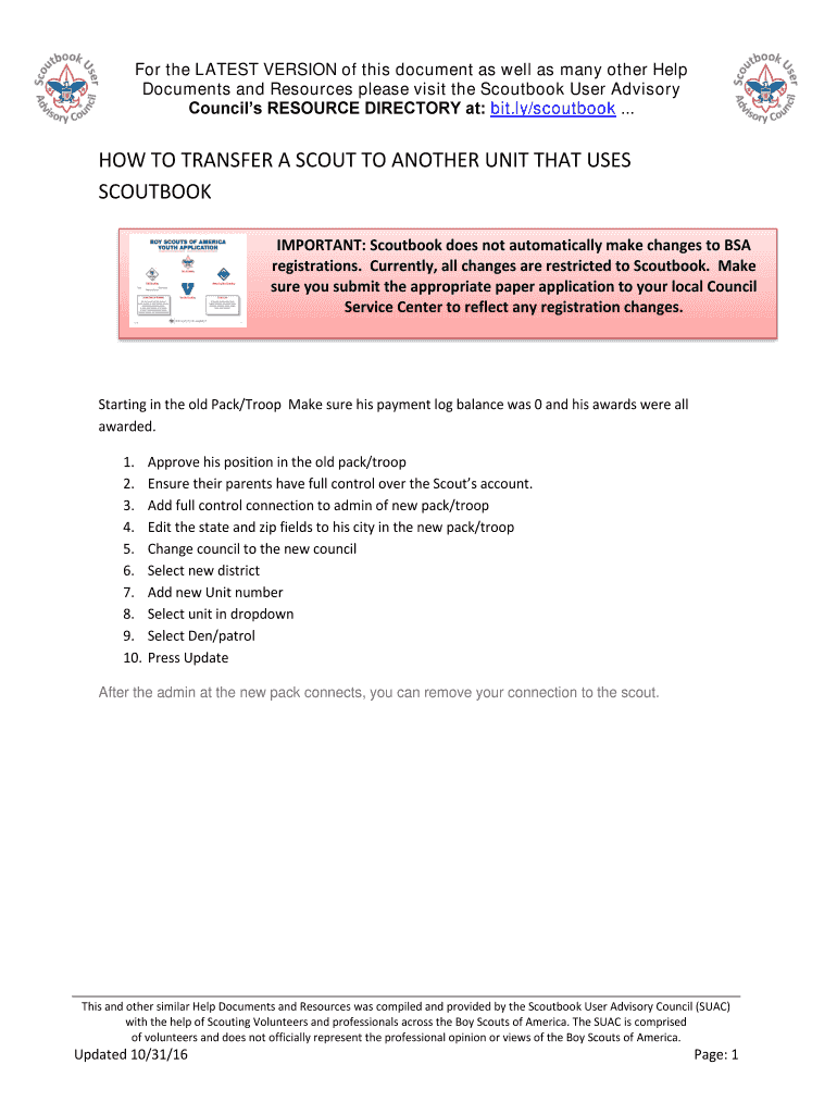 Fillable Online how to transfer a scout to another unit that uses ...