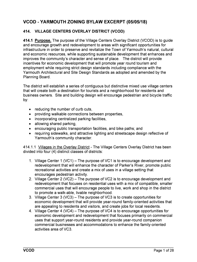 Fillable Online yarmouth ma vcod yarmouth zoning bylaw excerpt (05/05/18) Town of Fax