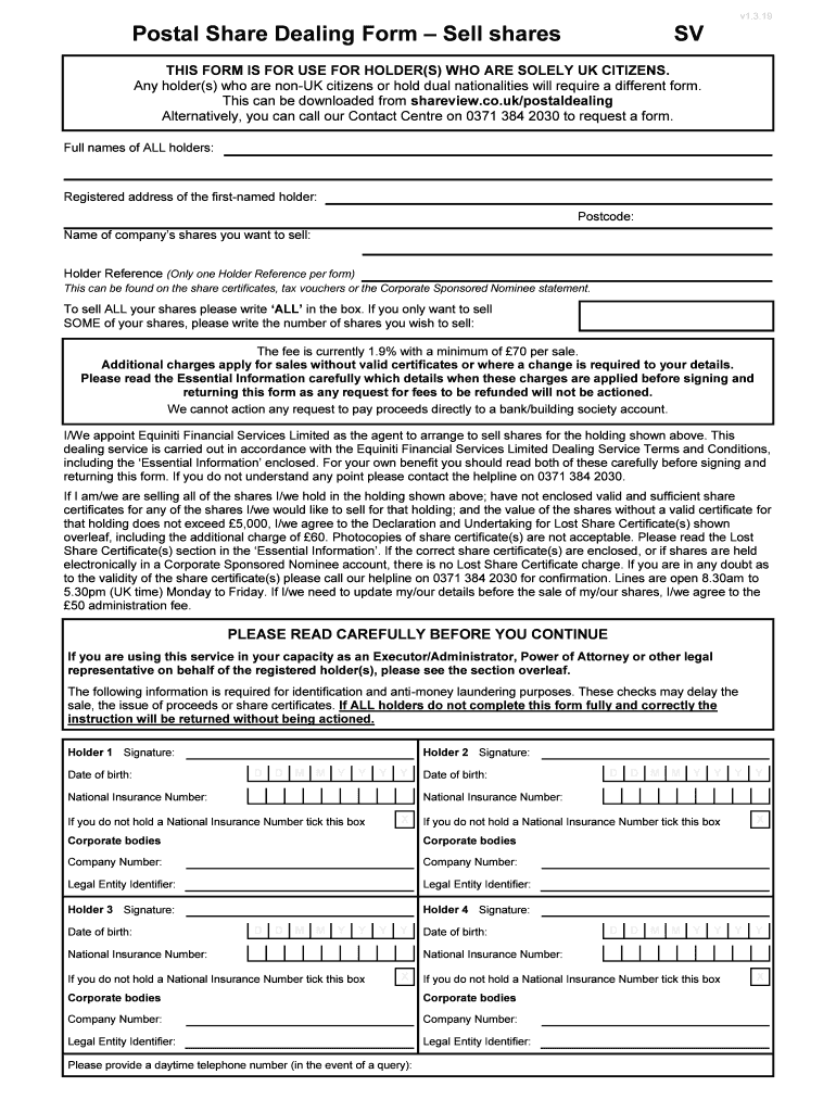 Equiniti Postal Share Dealing Form Fill Out Sign Online DocHub