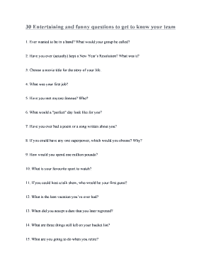 The 25 Best Icebreaker Questions For Team-building At Work ... - Fill and  Sign Printable Template Online