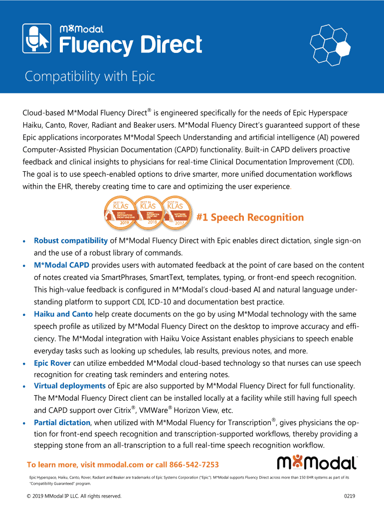 Fillable Online M*Modal Fluency Direct Compatibility with Epic Fact