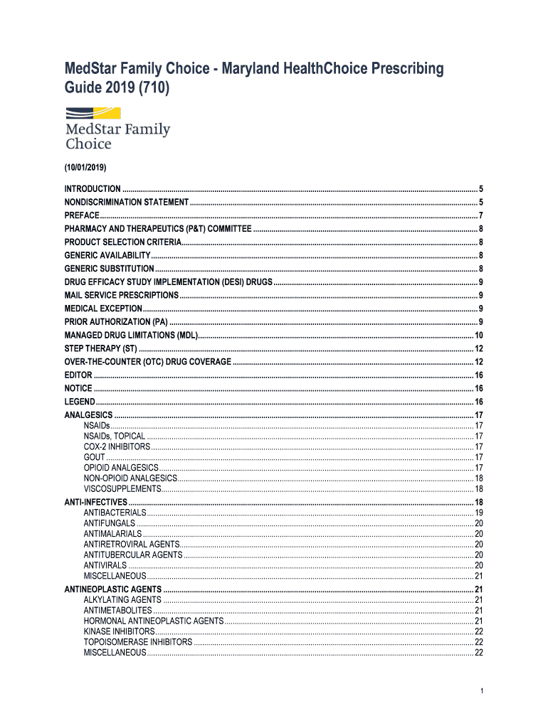Fillable Online Recent Formulary Changes MedStar Family Choice Fax