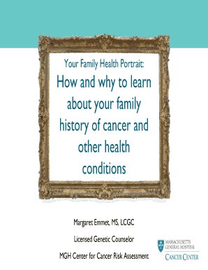 Fillable Online Your Family Health Portrait: How and why to learn about ...