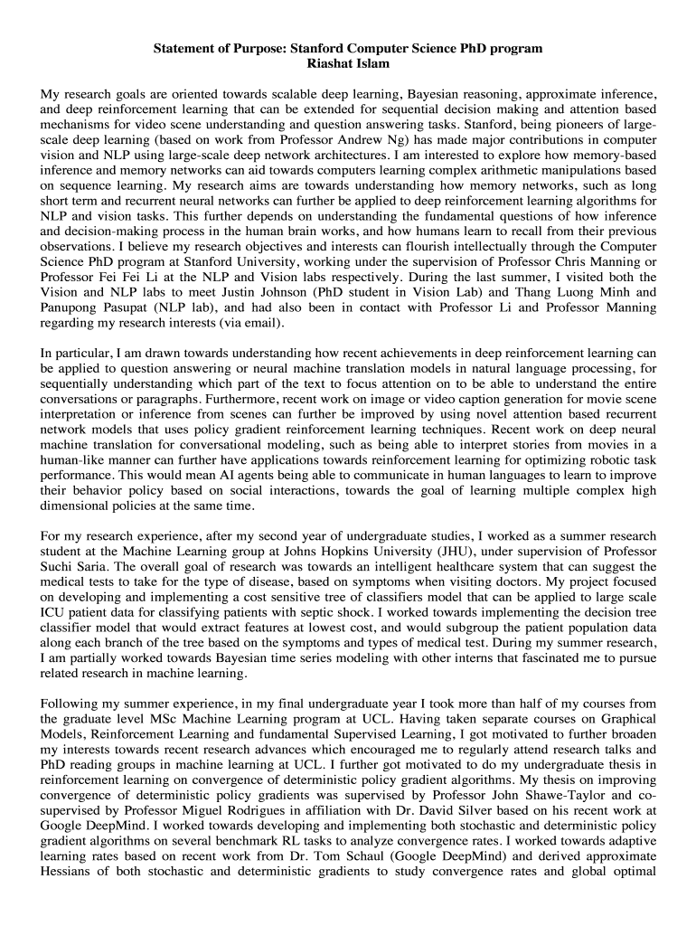  Statement Of Purpose Grad School Examples Writing Statements Of 