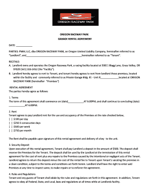 GARAGE RENTAL AGREEMENT