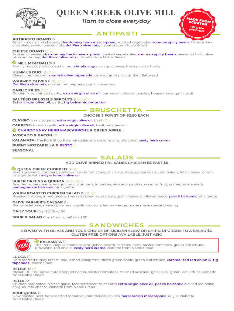 Fillable Online 11x17 Olive Mill Menu 091719 Fax Email Print pdfFiller