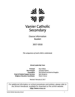Course Book 2017-2018 for posting - Vanier Catholic Secondary School