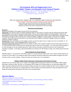 Fall Schedule 2019 and Registration Form Children s Ballet Theater ...