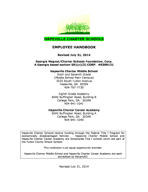 HAPEVILLE CHARTER SCHOOLS EMPLOYEE HANDBOOK