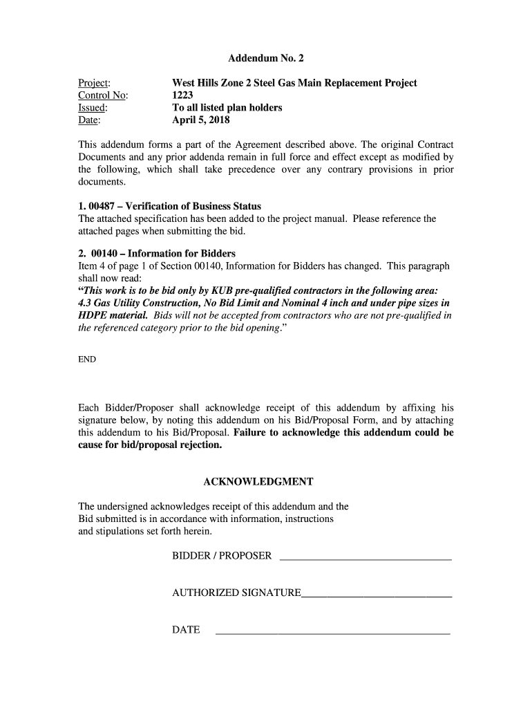 Fillable Online ADDENDUM NO. 2 to REQUEST FOR QUALIFICATIONS for ...