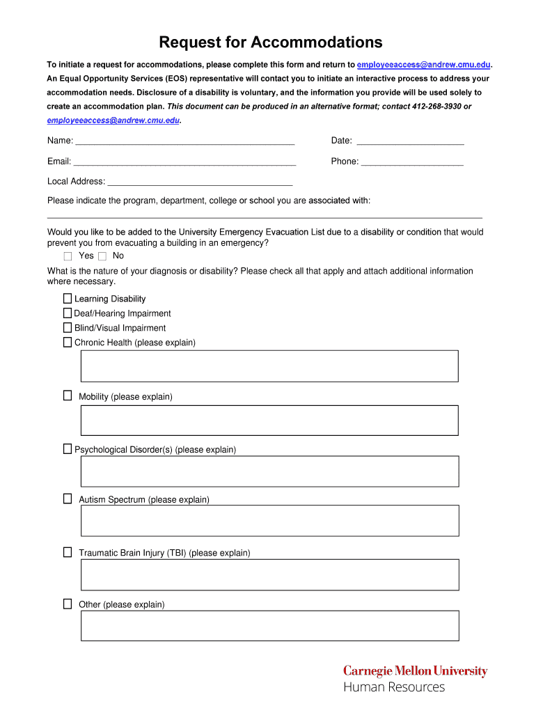 Fillable Online CMU Housing Form Carnegie Mellon