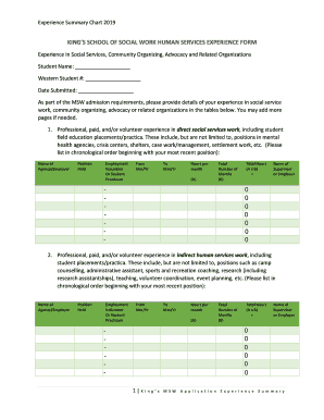 KINGS SCHOOL OF SOCIAL WORK HUMAN SERVICES