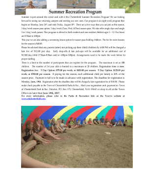 Summer Recreation Program - Town of Chesterfield, NH