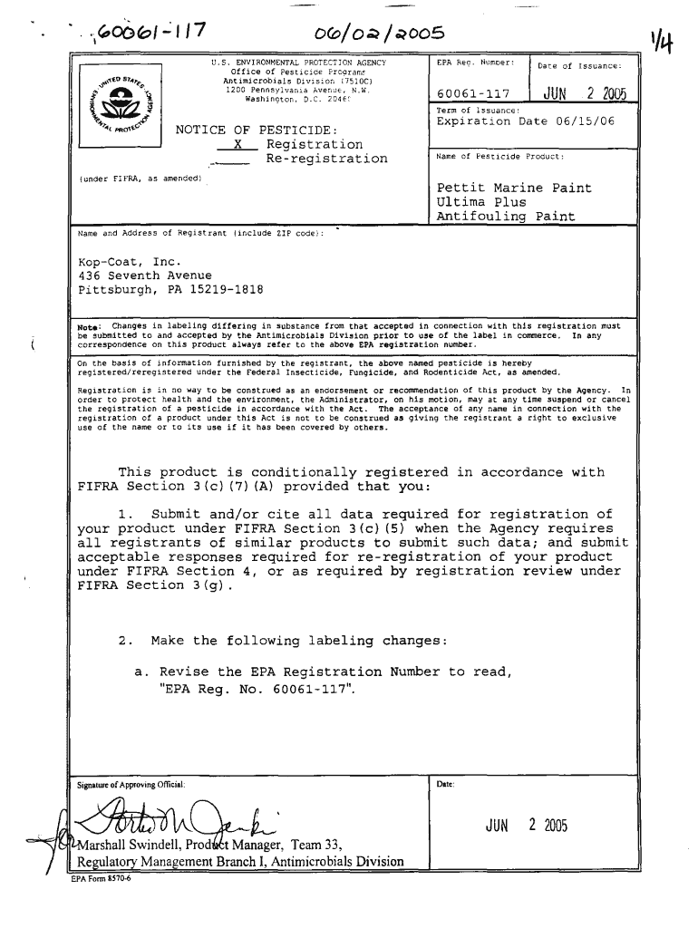 Fillable Online U.S. EPA, Pesticide Product Label, PETTIT MARINE PAINT ...