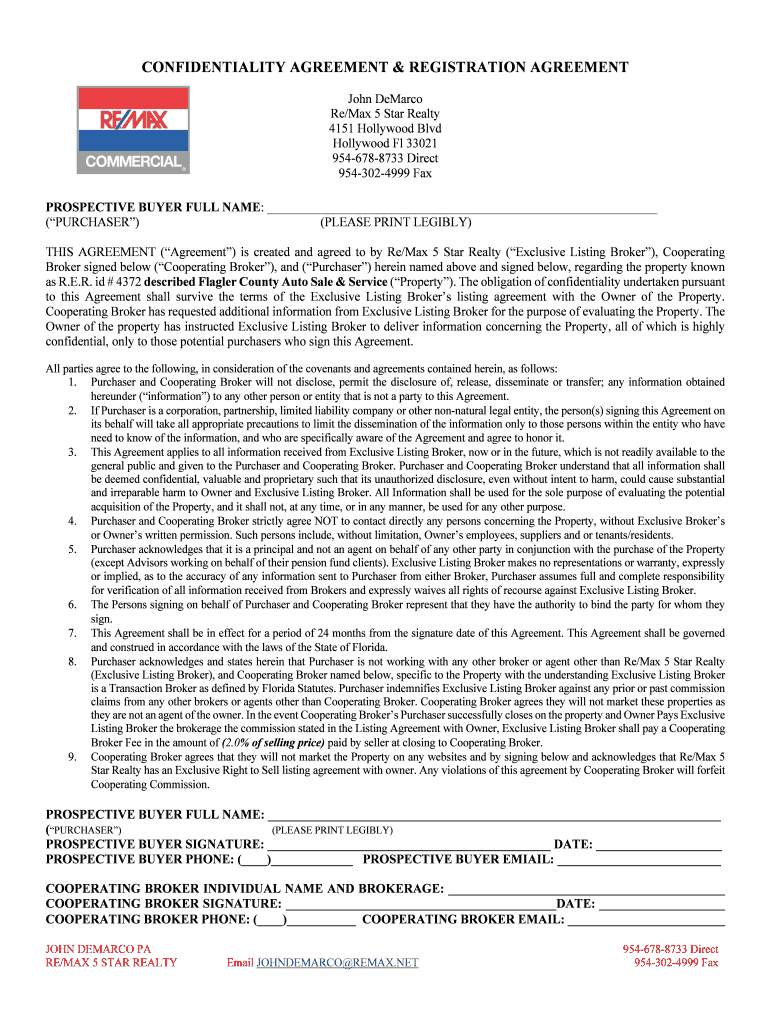 Fillable Online RE/MAX 5 Star Realty in Hollywood, FL - RE/MAX Fax ...