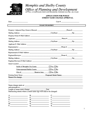 Fillable Online Street Name Change - Shelby County, TN Fax Email Print ...
