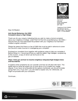 Complaint about a high hedge