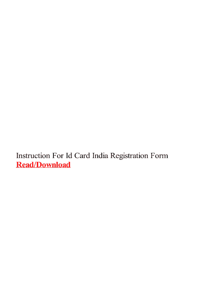 Fillable Online Instruction For Id Card India Registration Form Fax