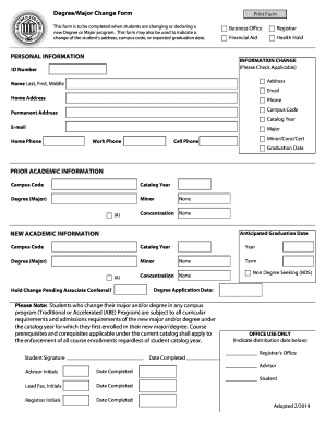 Fillable Online registrar lincolncollege Degree-Major Declaration Form ...