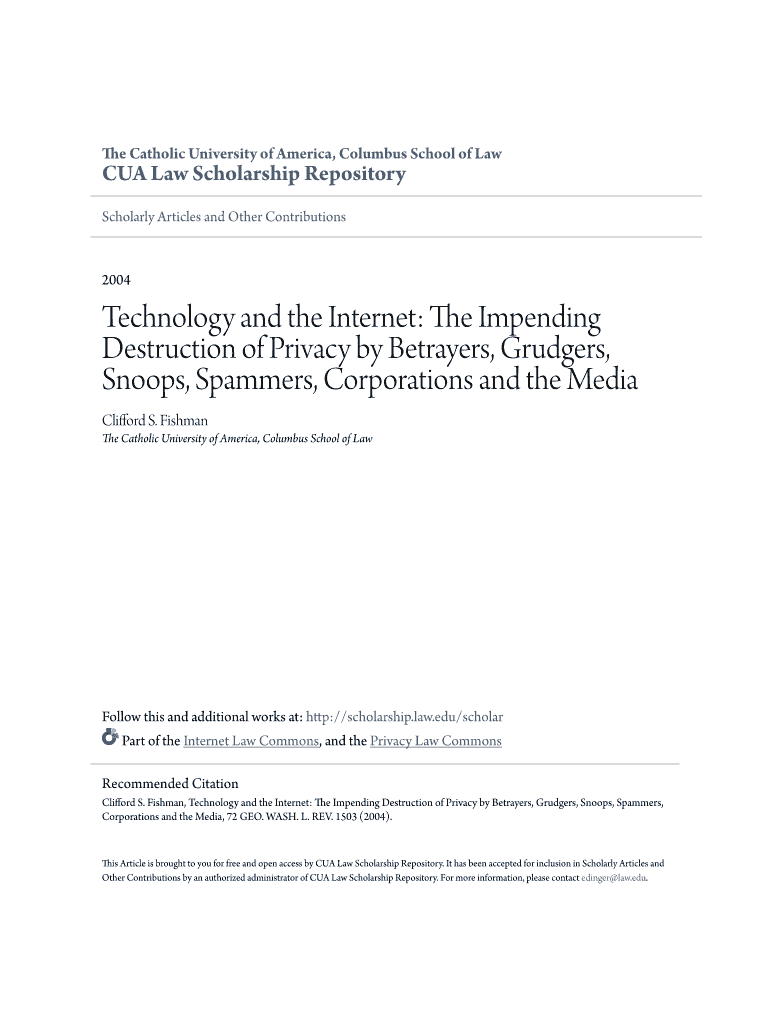 Fillable Online scholarship law Catholic University Law Review CUA