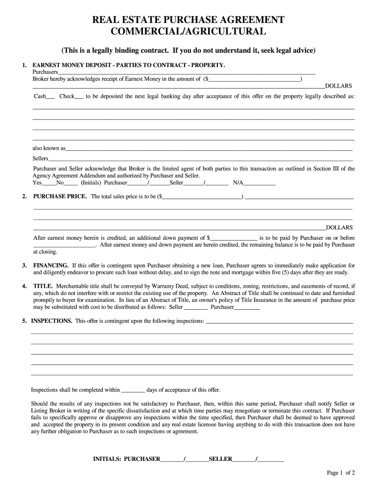 commercial real estate purchase agreement pdf Preview on Page 1