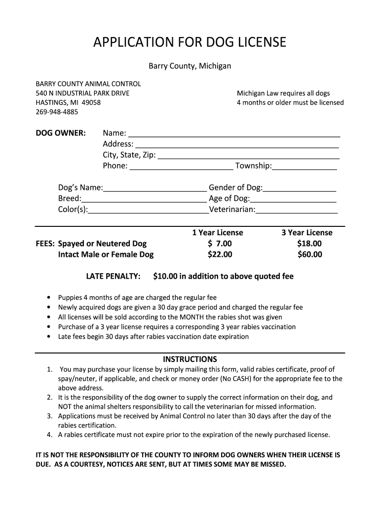 barry county dog license Preview on Page 1