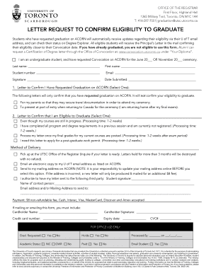 University of Toronto Graduation Eligibility Confirmation Request