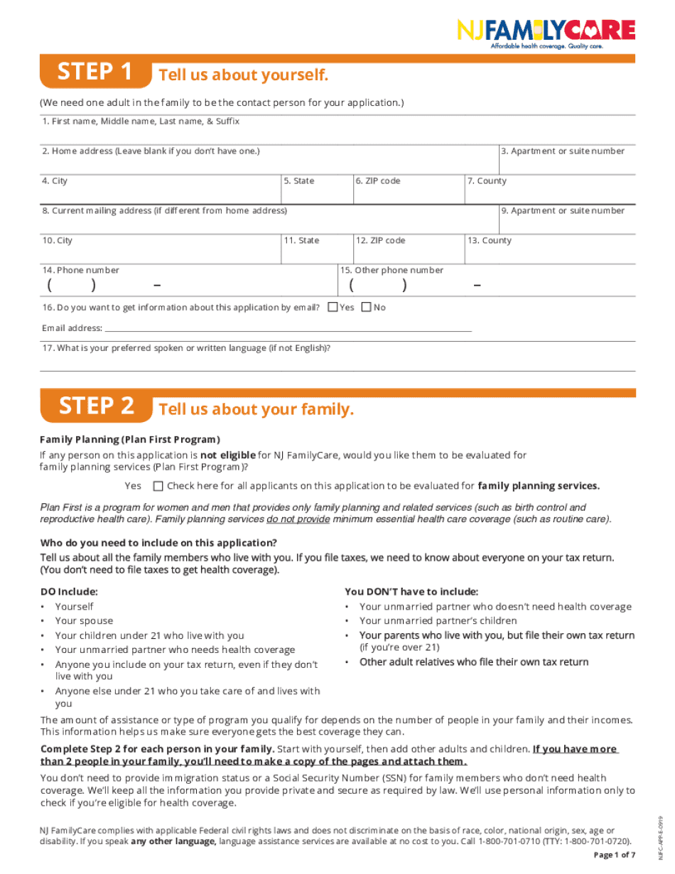 Nj Familycare Renewal Application 2019